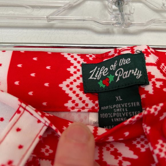 Mens LIFE OF THE PARTY Sz XL Red & White Christmas Jacket and Pants Suit FUN - Picture 8 of 13